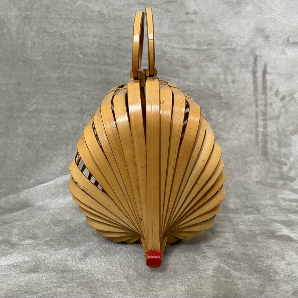 Vintage Japanese Style Bamboo Cage Purse Collapsible Accordion Folding Tote - Picture 5 of 13